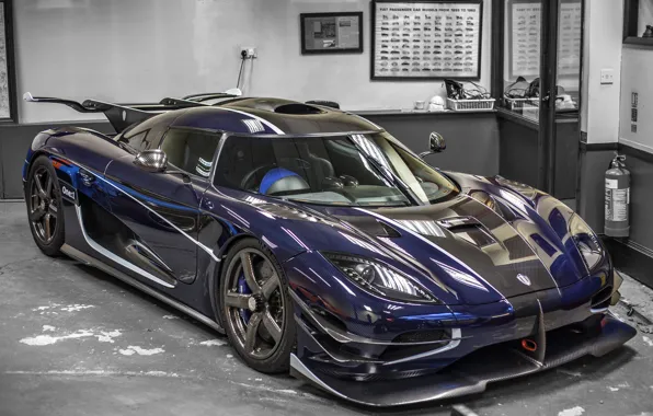 Картинка Koenigsegg, Carbon, Blue, Garage, One 1