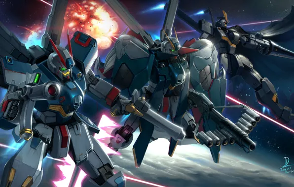 Аниме, роботы, арт, gundam