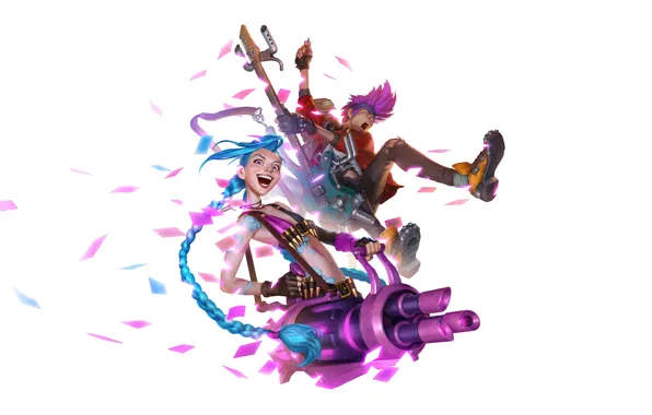 Девушка, оружие, гитара, пушка, парень, двое, Jinx, Legends of Runeterra