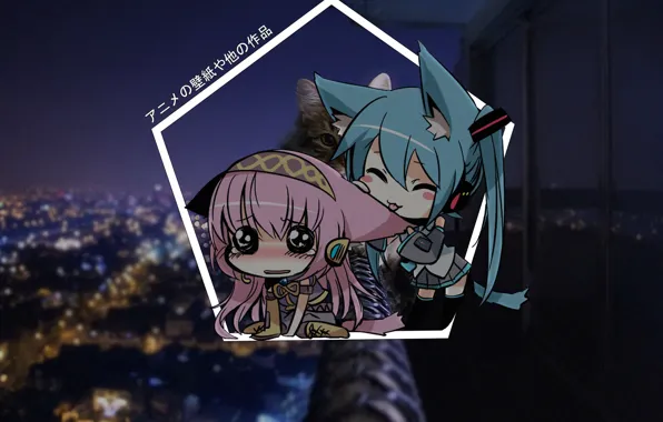 Кот, vocaloid, hatsune miku, anime, chibi, cat, madskillz