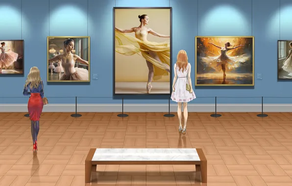 Girl, woman, painting, ballet, ballerina, exhibition, art gallery