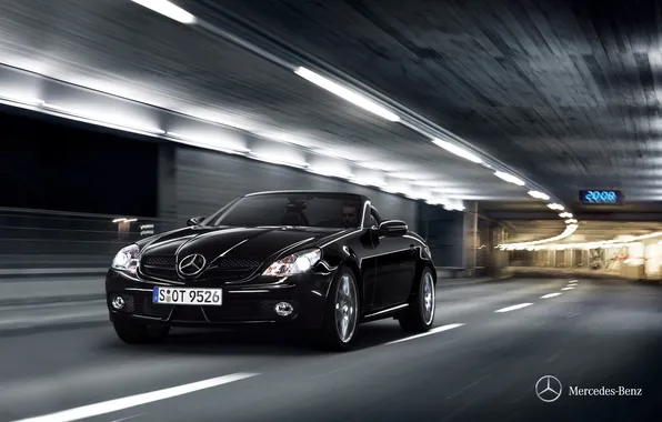 Машина, скорость, туннель, Mercedes-Bez