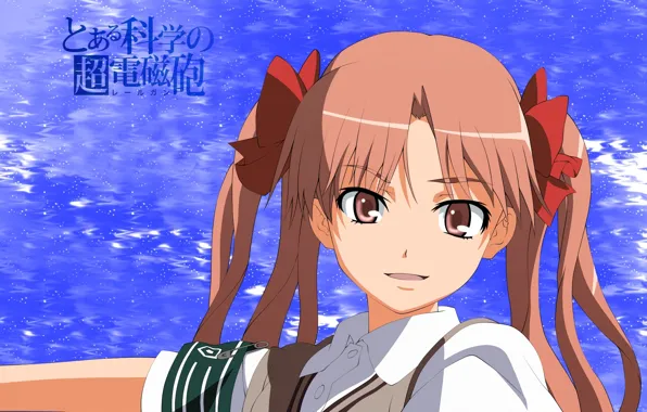 Форма, голубой фон, to aru majutsu no index, хвостики, shirai kuroko