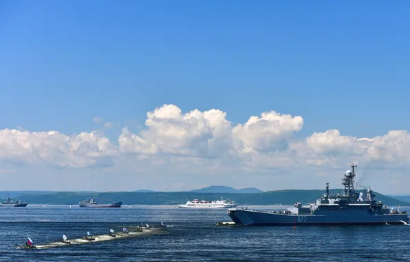 Корабль, техника, парад, вмф, десантный