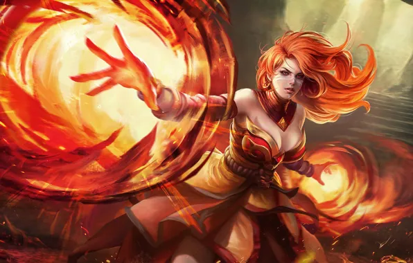 Картинка Девушка, Игры, Game, Defense of the Ancients, Dota 2, Дота 2, Lina