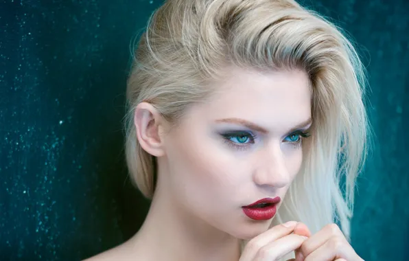 Крупный план, модель, блондинка, green eyes, close-up, красивая девушка, зеленые глаза, model