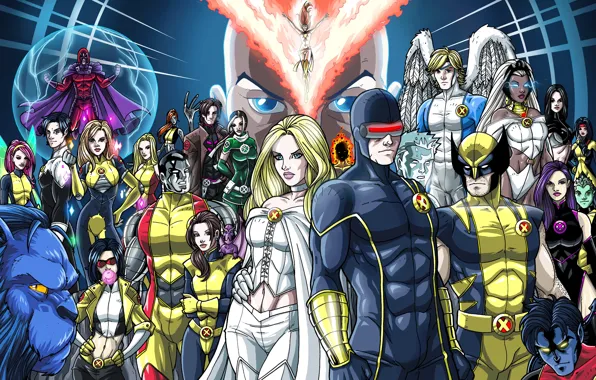 Картинка Wolverine, X-Men, Storm, phoenix, Magneto, Professor X, Cyclops, Beast