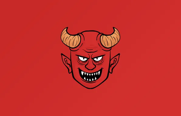 Картинка demon, Devil, horns, minimalism, digital art, artwork, fantasy art, simple background