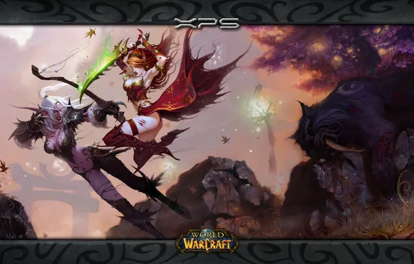 Битва, эльфийка, world of warcraft