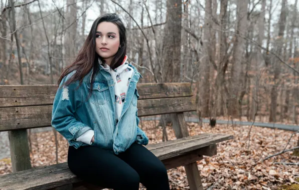 Картинка Girl, Autumn, Bench