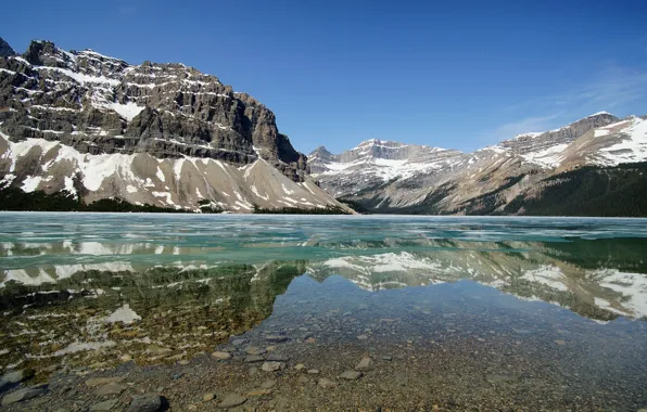 Лед, зима, горы, озеро, Канада, Banff National Park