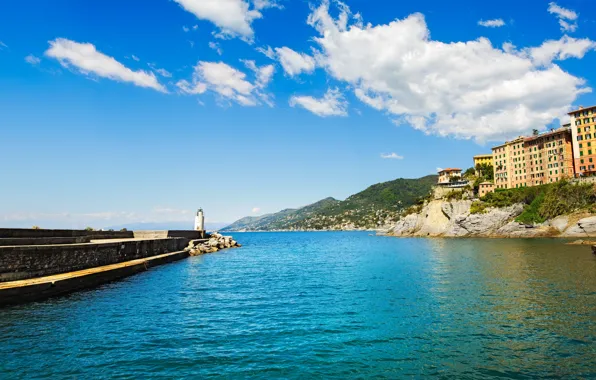 Картинка море, пляж, берег, Италия, Italy, travel, Camogli, Liguria