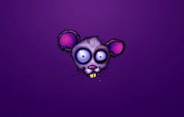 Картинка фиолетовый, голова, мышь, бешенство, crazy, mad