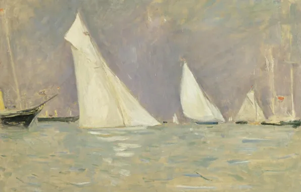 Море, картина, парус, Поль Сезар Эллё, Paul Cesar Helleu, Парусники Плавающие в Коузе