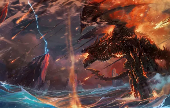 Буря, wow, world of warcraft, смертокрыл, deathwing, шаман, катаклизм, thrall