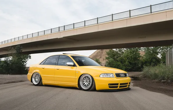 Audi, Bridge, Yellow, Road, Audi S4