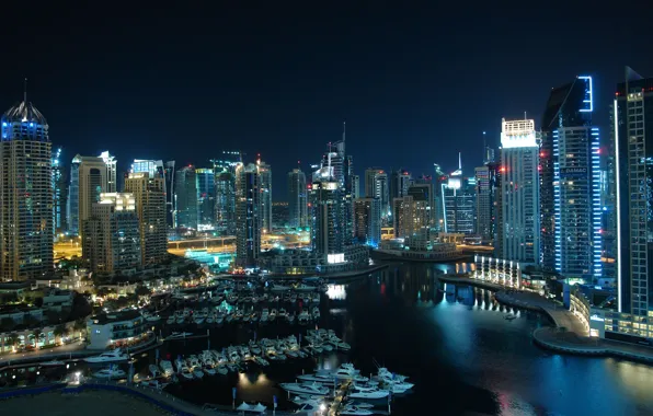 Картинка city, дома, порт, Дубай, катера, Dubai, высотки, Emirates