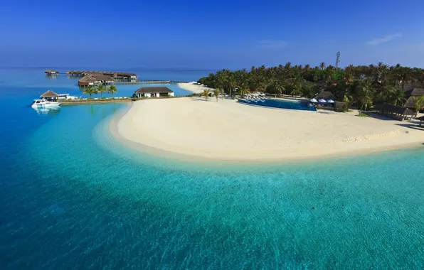 Пляж, океан, курорт, beach, beautiful, Maldives