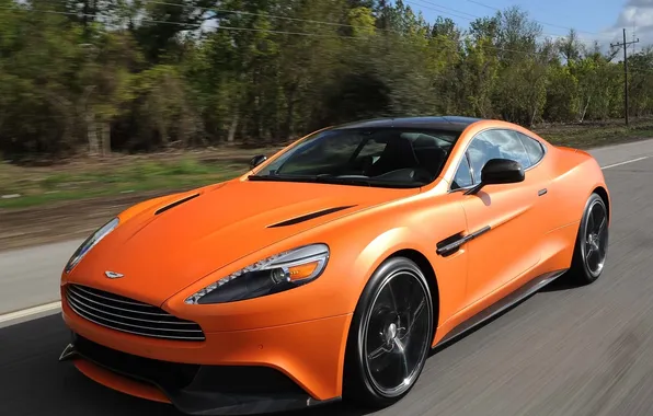 Картинка Aston Martin, скорость, автомобиль, передок, Vanquish
