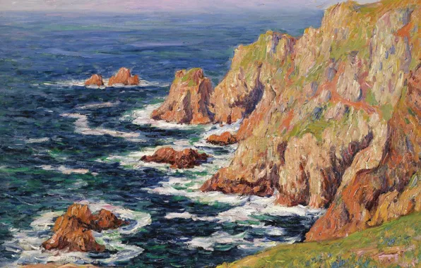 Море, пейзаж, скалы, картина, Анри Море, Henry Moret, Дикое Побережье