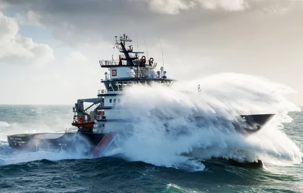 Волна, Судно, Брызги, Нос, Буксир, Bourbon, Tug, Abeille