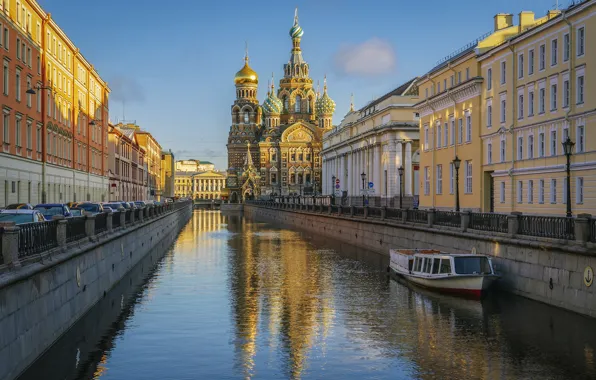 Город, здания, дома, Питер, Санкт-Петербург, храм, Спас на Крови, канал Грибоедова