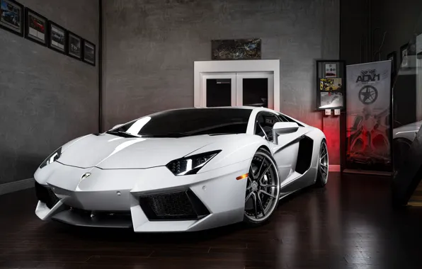 Lamborghini, Power, Front, White, LP700-4, Aventador, Wheels, ADV.1