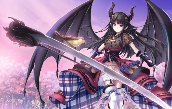 Weapon, bird, anime, japanese, horn, gil
