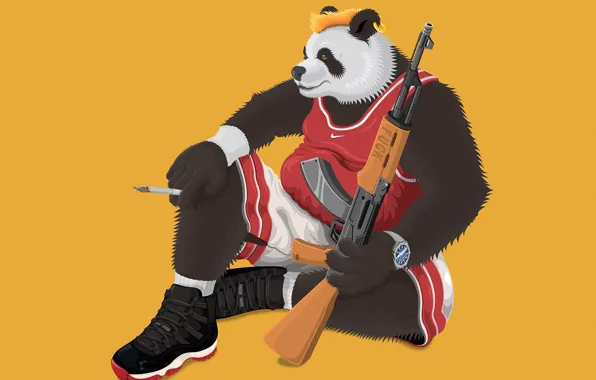 Оружие, медведь, сигарета, автомат, BEARS AROUND US