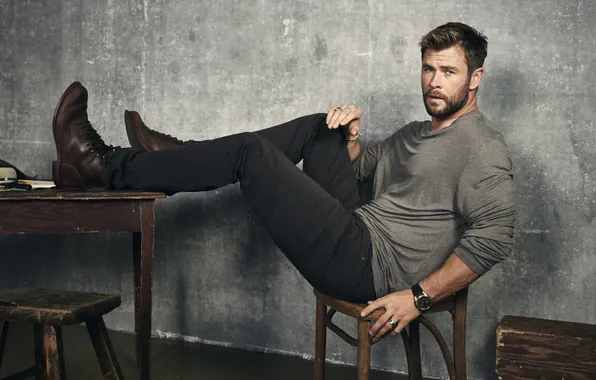 Взгляд, поза, фигура, актёр, щетина, Крис Хемсворт, Chris Hemsworth