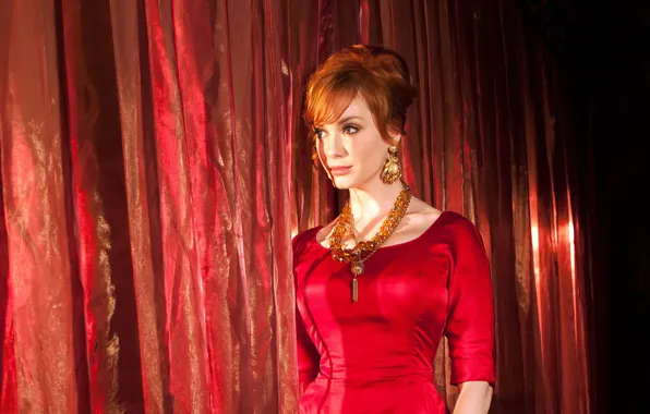 Красное, актриса, занавес, Christina Hendricks