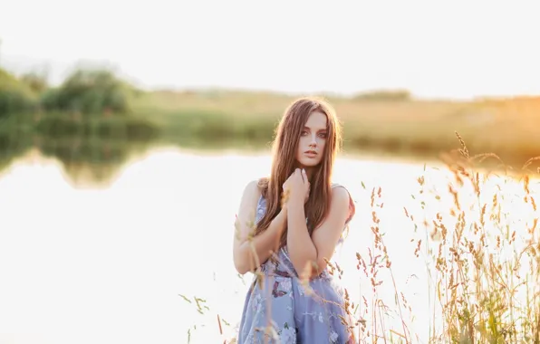 Взгляд, девушка, поза, река, портрет, боке, Сергей Чмыхов