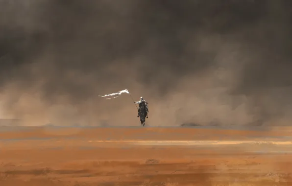 Рисунок, Пустыня, Флаг, Арт, Рыцарь, Concept Art, Crusade, Знамя