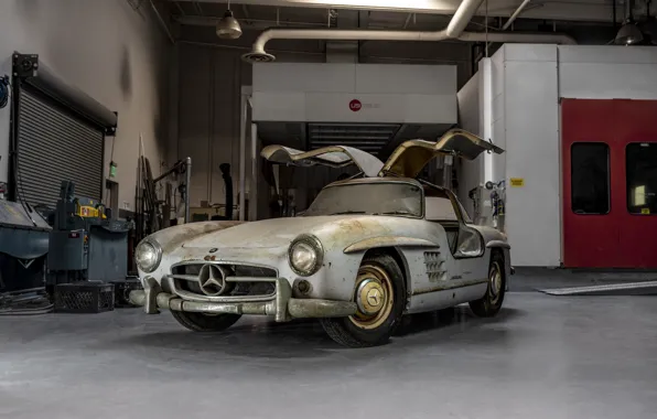 Картинка Ретро, Автомобиль, Старый, Ржавчина, 1954 Mercedes-Benz 300SL