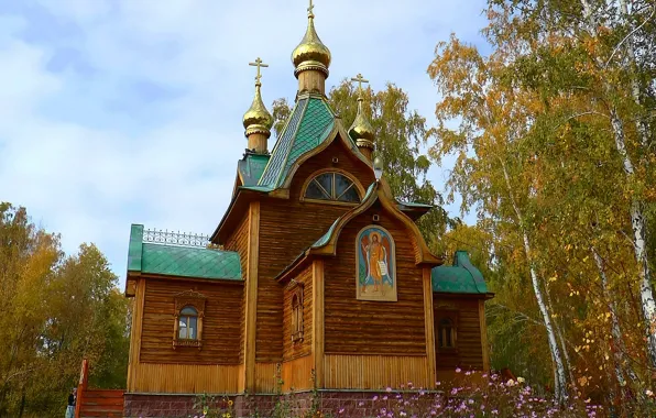 Осень, лес, природа, Часовня, forest, nature, autumn, ОМСК