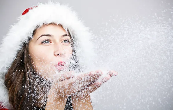 Картинка девушка, снег, настроение, праздник, новый год, Christmas