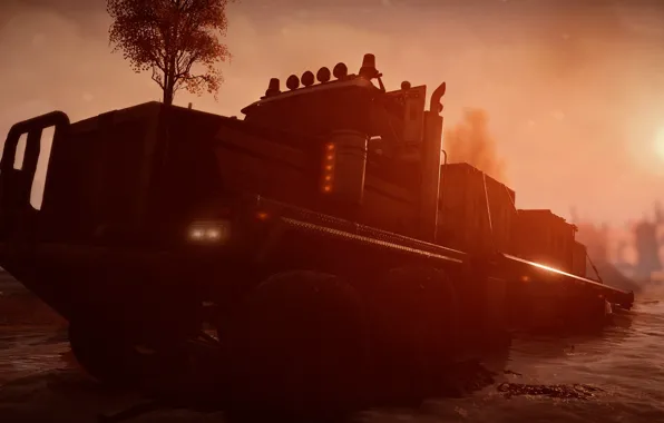 HDR, Tree, Water, Sunrise, Truck, Game, Sunshine, Michigan