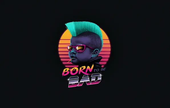 Ребенок, Фон, Арт, 80s, Панк, Neon, 80's, Synth
