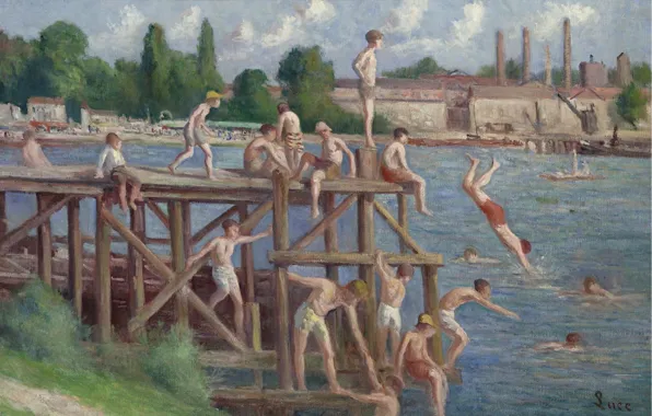 Картина, 1920, жанровая, Купание, Максимильен Люс, Maximilien Luce