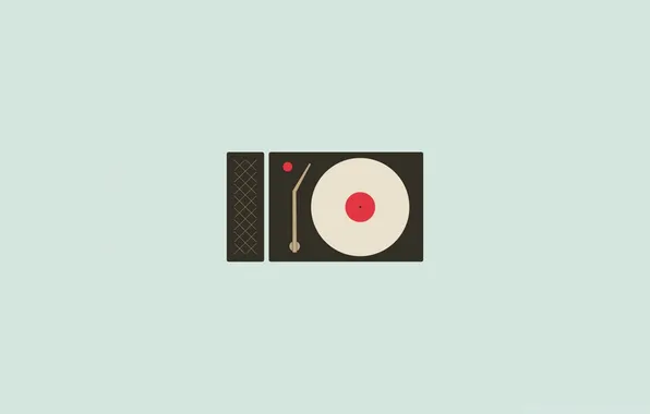 Минимализм, светлый фон, minimalism, vinyl player, light background, Виниловый проигрыватель