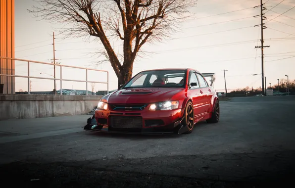 Mitsubishi, Lancer, Autumn, Sedan, RED, Evolution 9