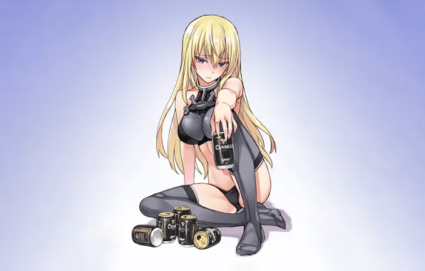 Girl, sexy, lingerie, bra, cleavage, panties, thighhighs, long hair