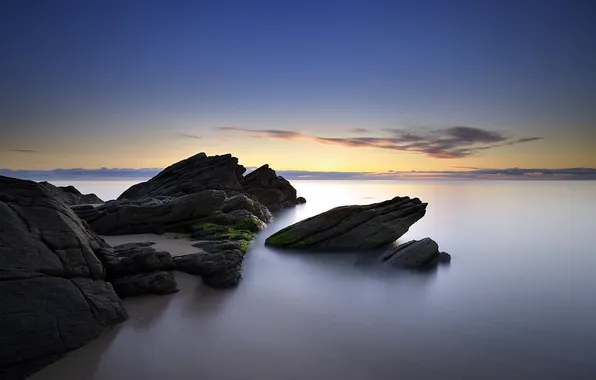 Море, пейзаж, ночь, скалы