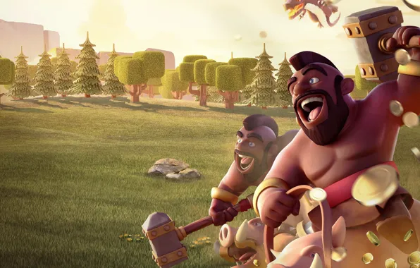 Game, warhammer, man, dragon, pig, Clash Of Clans, hog rider