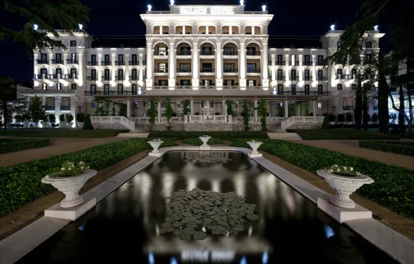 Ночь, отель, hotel, palace, словения, slovenia, палас, portoroz