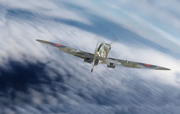 Графика, арт, Spitfire, Supermarine, английский истребитель