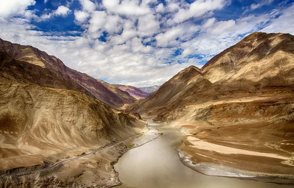 Пейзаж, горы, река