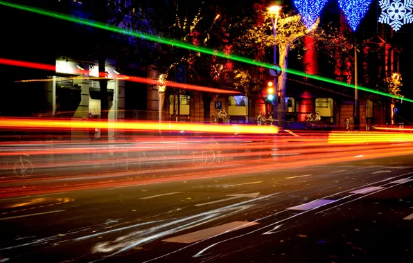 Ночь, движение, выдержка, Испания, Germany, night, Барселона, Barcelona