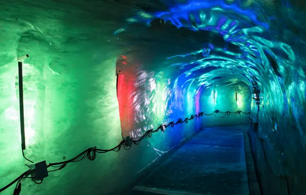 Блеск, разноцветное освещение, Ледяная пещера