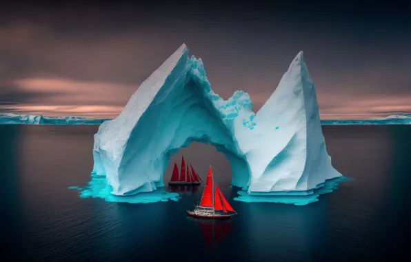 Море, корабли, аисберг